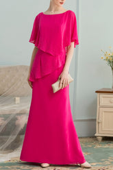 A-Linie Langes Chiffon Brautjungfernkleid mit Strass